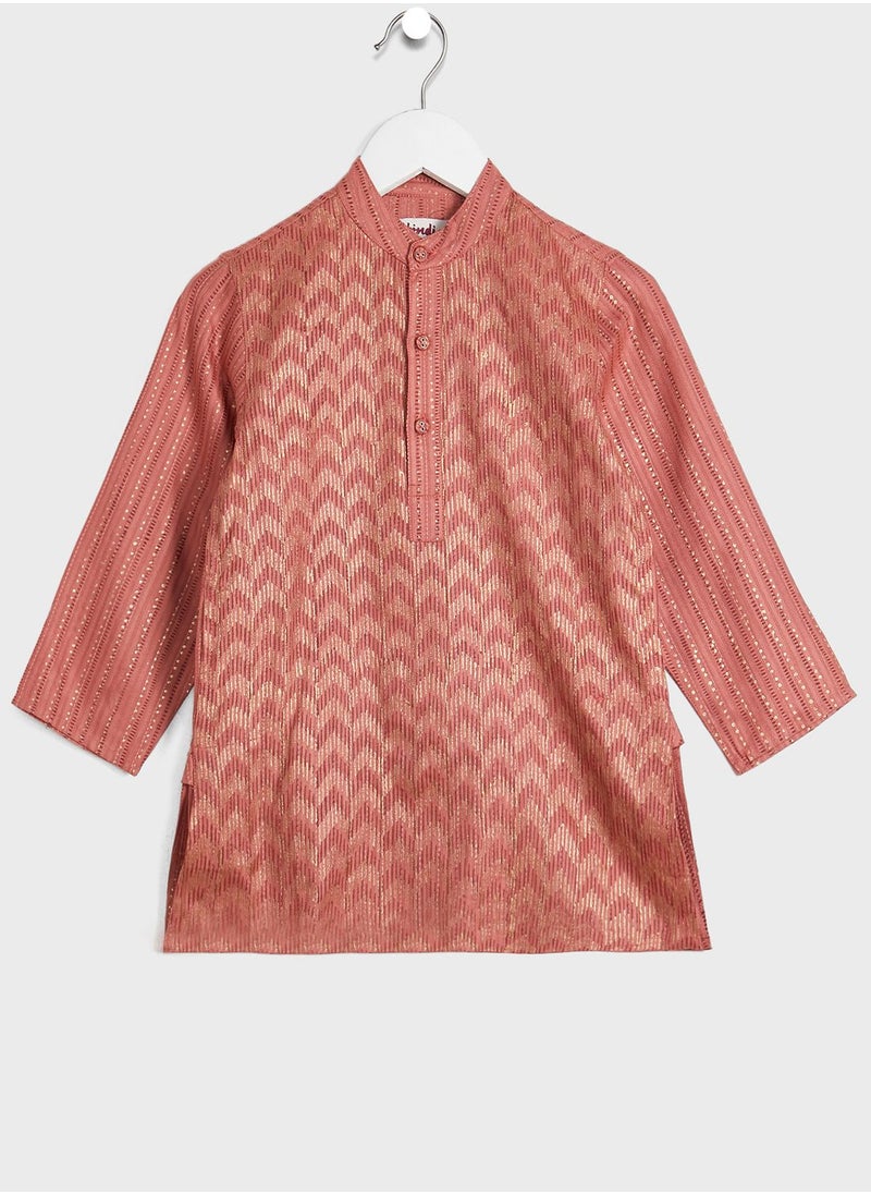 Fabindia - Kids Printed Long Kurta - Image 1