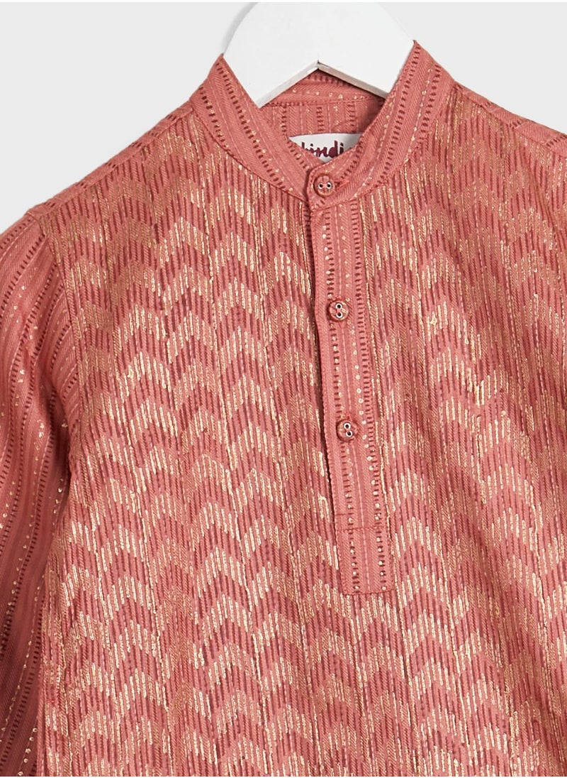 Fabindia - Kids Printed Long Kurta - Image 1