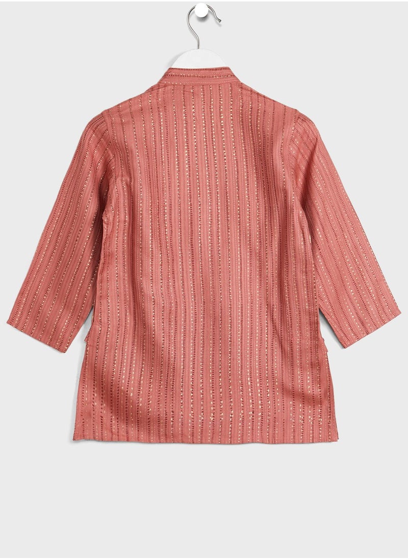 Fabindia - Kids Printed Long Kurta - Image 1