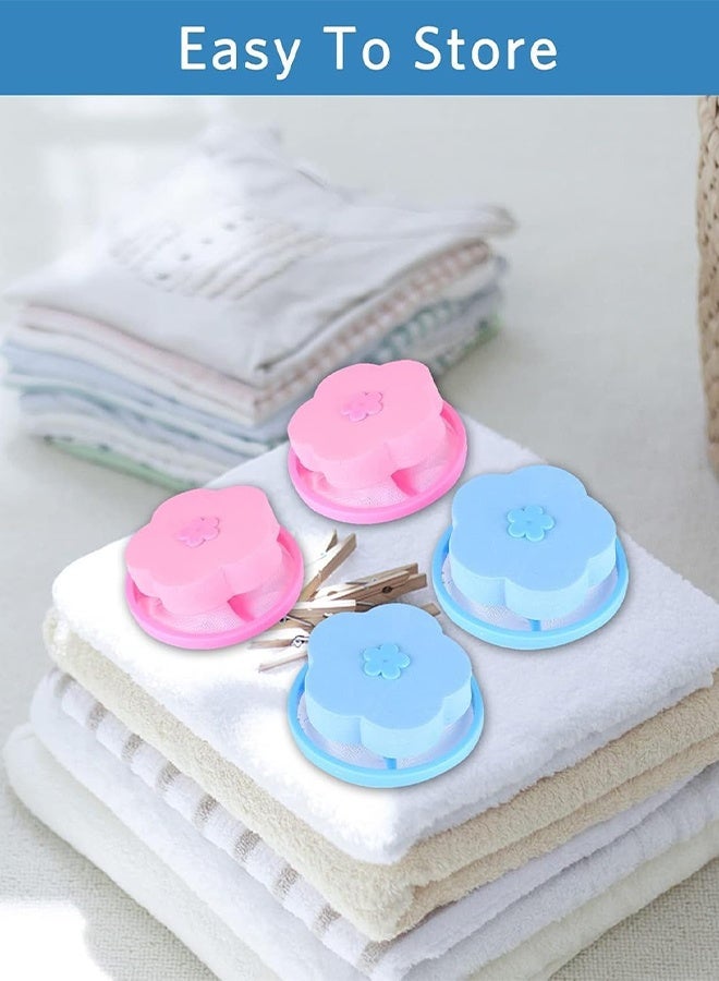 4 Pcs Reusable Lint Catcher for Washing Machine, Household Washing Machine Lint Mesh Bag Hair Filter Net Pouch Washer Hair Catcher(2 Blue, 2 Pink)  - Image 2