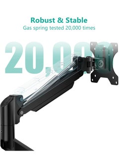 Generic Single Monitor Mount, Gas Spring Monitor Arm for 17-34 inch Screens, Adjustable Computer Monitor Stand up to 26.4lbs, with Clamp and Grommet Base, Mounting Holes 75 and 100mm  - Image 5