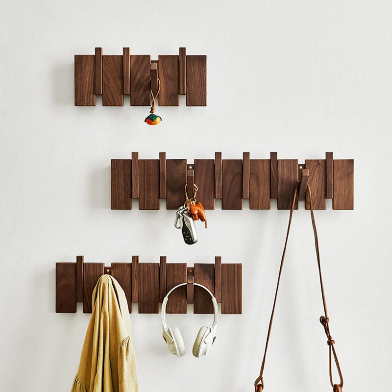 QUELLANCE Wooden Coat Hooks Wall Mounted, Coat Rack Hanger Wall Mount with 4 Hooks, Heavy Duty Coat Hooks for Hanging Coats/Keys/Hats/Robe&Towels/Plants/Bags, Home Decor Gift, Walnut - Image 5