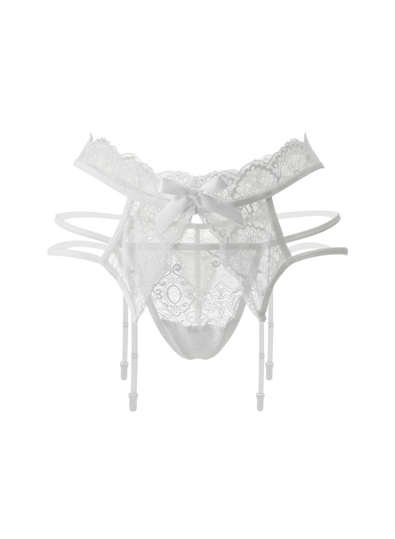 White Lace Detail Lingerie Set (4-Piece)  - Image 2