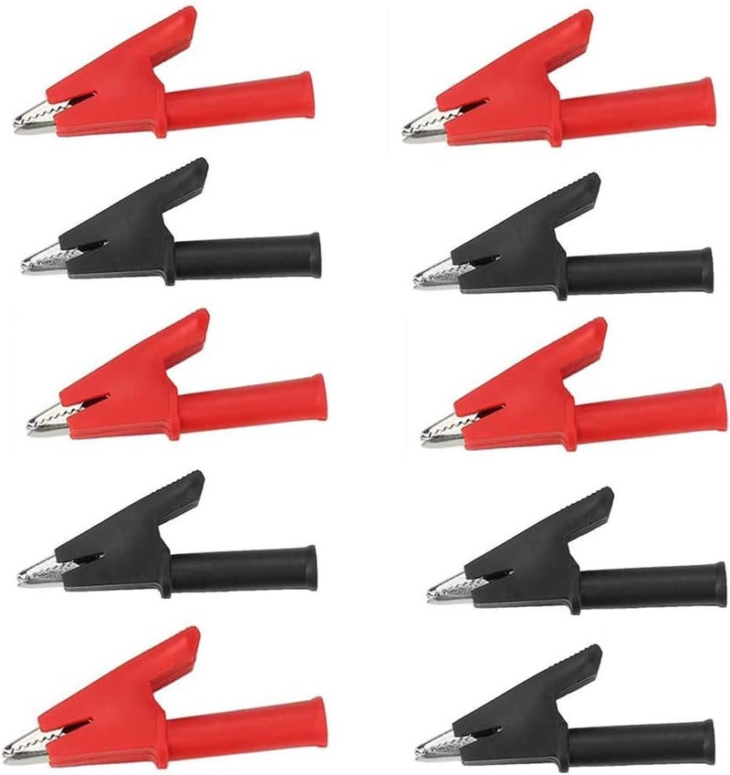 bnafes10Pcs Full Insulated Crocodile Clips with 4mm Socket Banana Jack Copper Test Clamp Wire Clip Alligator Clips 30A - Image 2