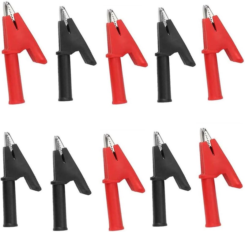 bnafes10Pcs Full Insulated Crocodile Clips with 4mm Socket Banana Jack Copper Test Clamp Wire Clip Alligator Clips 30A - Image 3