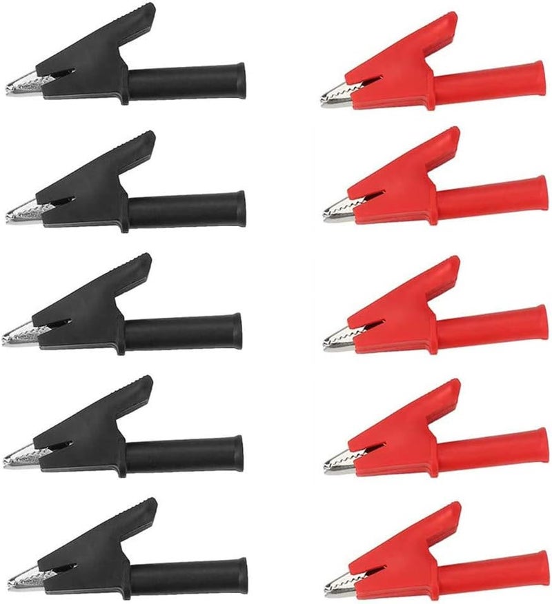 bnafes10Pcs Full Insulated Crocodile Clips with 4mm Socket Banana Jack Copper Test Clamp Wire Clip Alligator Clips 30A - Image 1