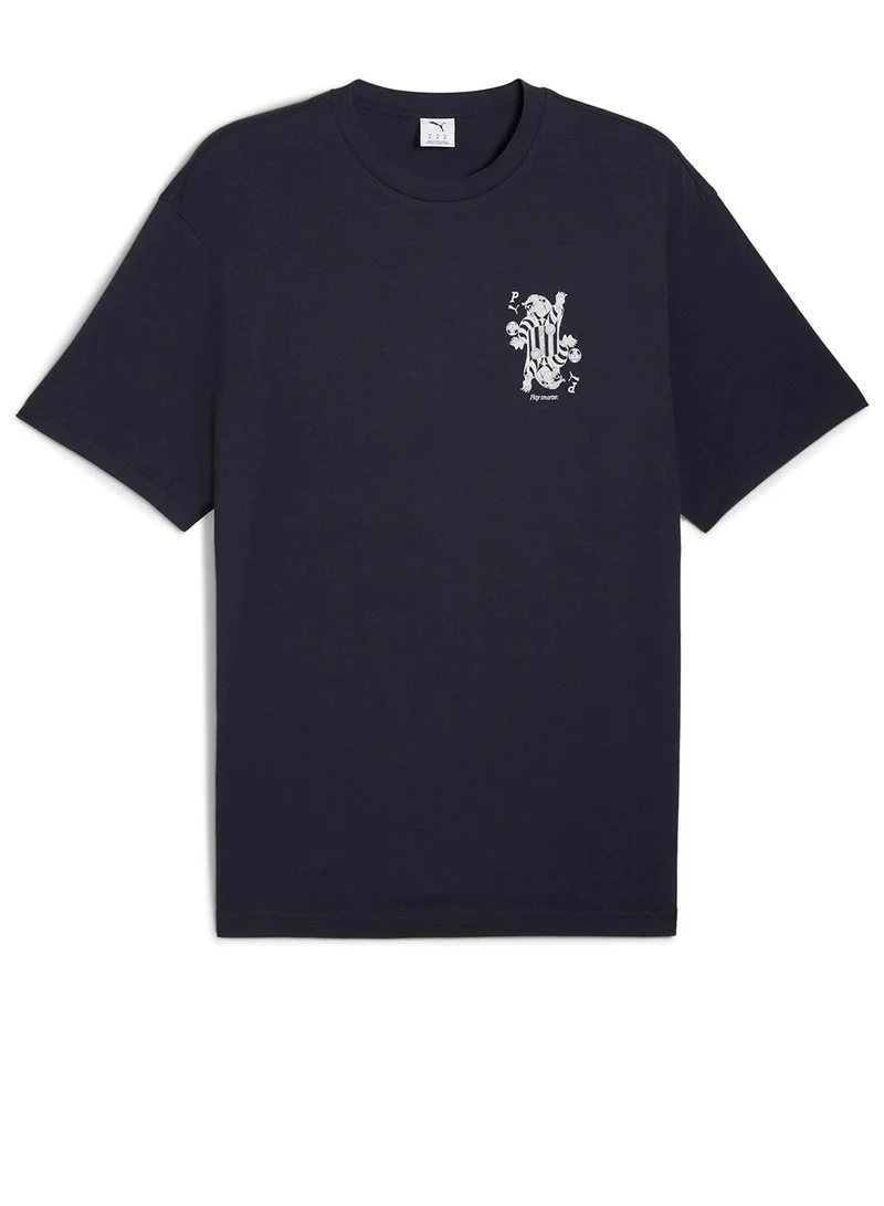 PUMA new navy Graphic Card Play Relaxed T-Shirt for Men | Best Price UAE