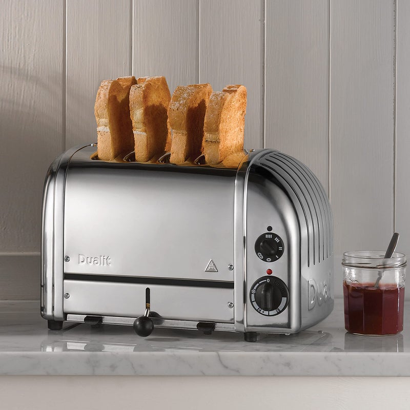Dualit Dualit Classic 4 Slice NewGen Toaster - Stainless Steel - Hand Built in the UK - Replaceable ProHeat elements - Defrost Bread - Mechanical Timer - Polished Classic Toaster  - Image 2