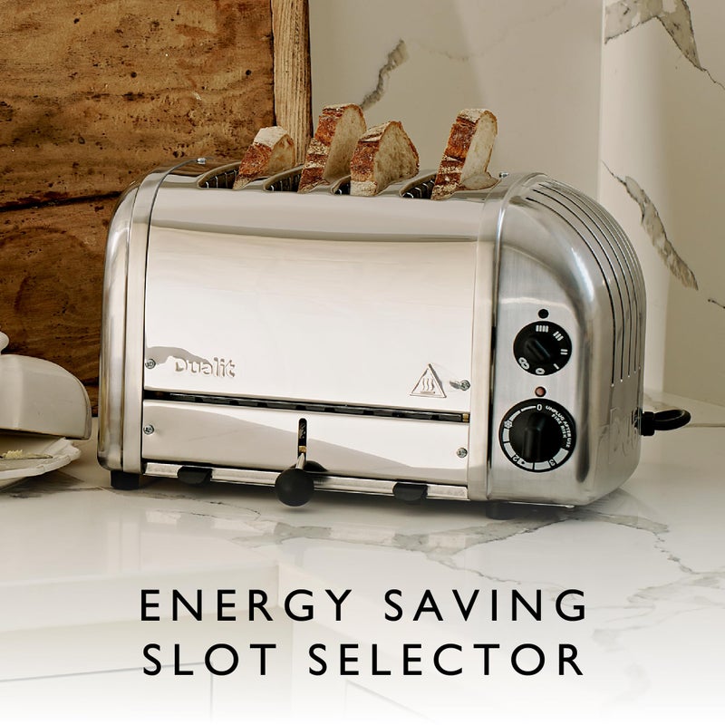 Dualit Dualit Classic 4 Slice NewGen Toaster - Stainless Steel - Hand Built in the UK - Replaceable ProHeat elements - Defrost Bread - Mechanical Timer - Polished Classic Toaster  - Image 4