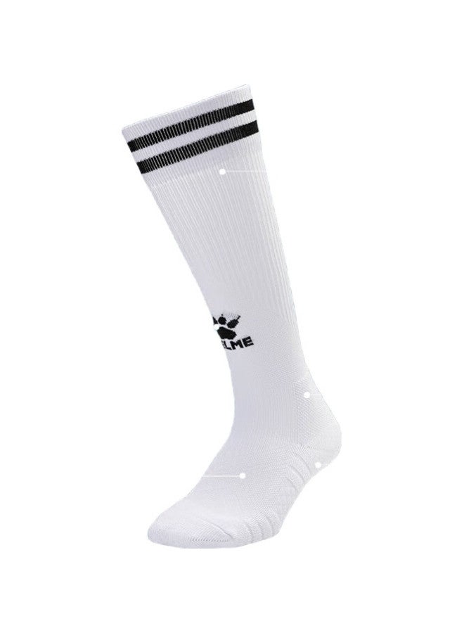 KELME Children'S Long Soccer Socks With Non-Slip Terry Bottom, Professional Competition Training Sports High Socks, White - Image 1