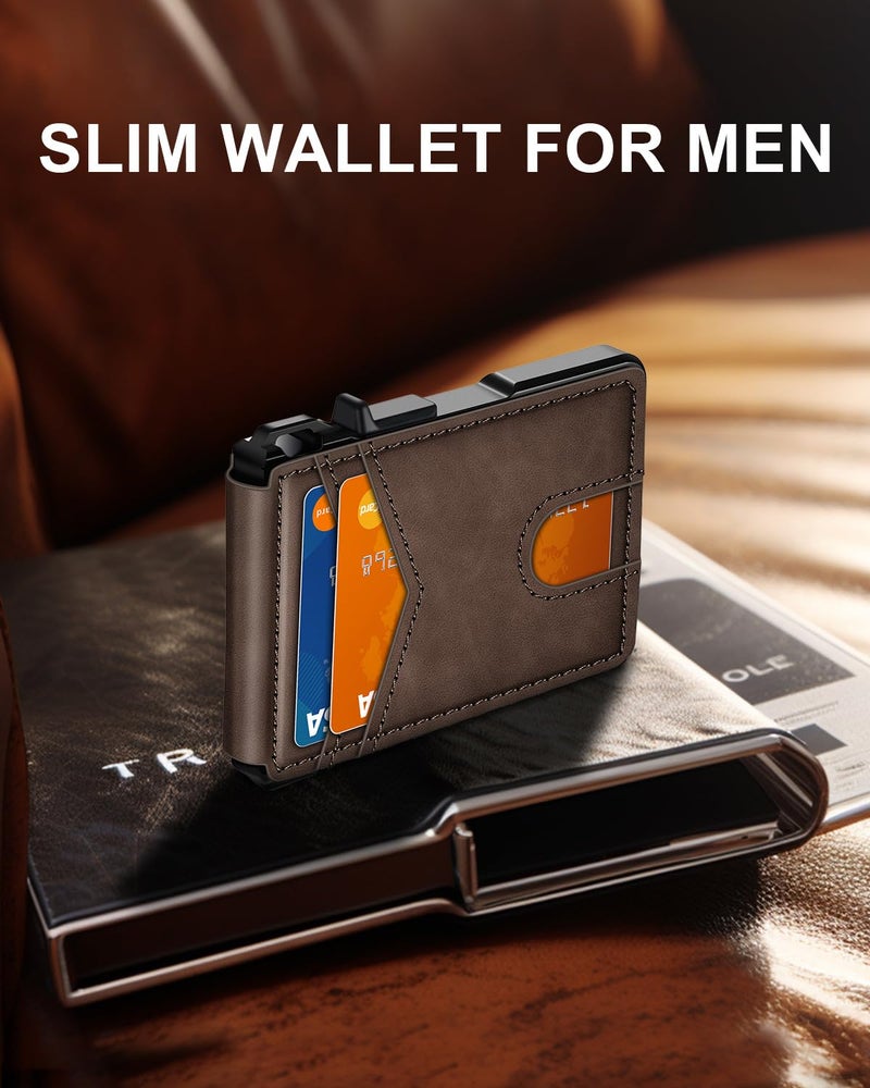 ZALVEX Wallet for Men, Mens Minimalist Wallet 9-13 Cards, Slim Compact Wallet with Money Clip & ID Window, RFID Blocking Smart Pop Up Card Wallet, Metal Aluminum Credit Card Holder Bifold Wallet - Image 2