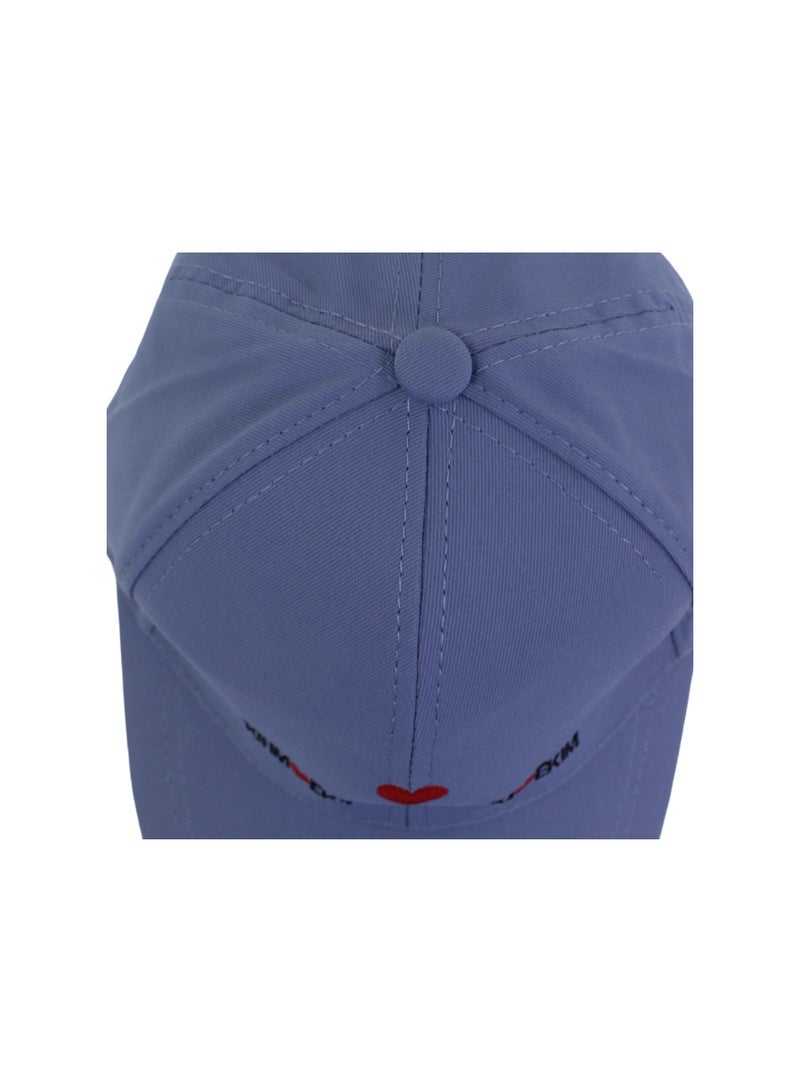 Fancy Girls Cotton Cap – Baby Blue with Heart Embroidery - Image 3