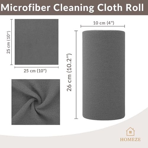 HOMEZE Microfiber Cleaning Cloth Roll, 30 Pcs, 10000 Times Washable – 10X Cheaper Than Paper Kitchen Towel Roll – Ultra Absorbent, Lint-Free, Dusting & Cleaning Cloth for Kitchen – Tearable, Reusable - Image 4