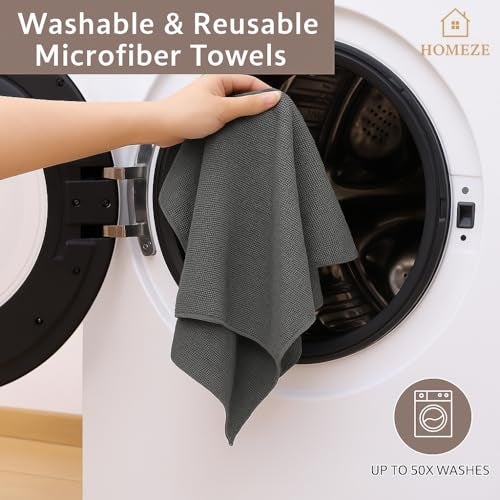 HOMEZE Microfiber Cleaning Cloth Roll, 30 Pcs, 10000 Times Washable – 10X Cheaper Than Paper Kitchen Towel Roll – Ultra Absorbent, Lint-Free, Dusting & Cleaning Cloth for Kitchen – Tearable, Reusable - Image 5