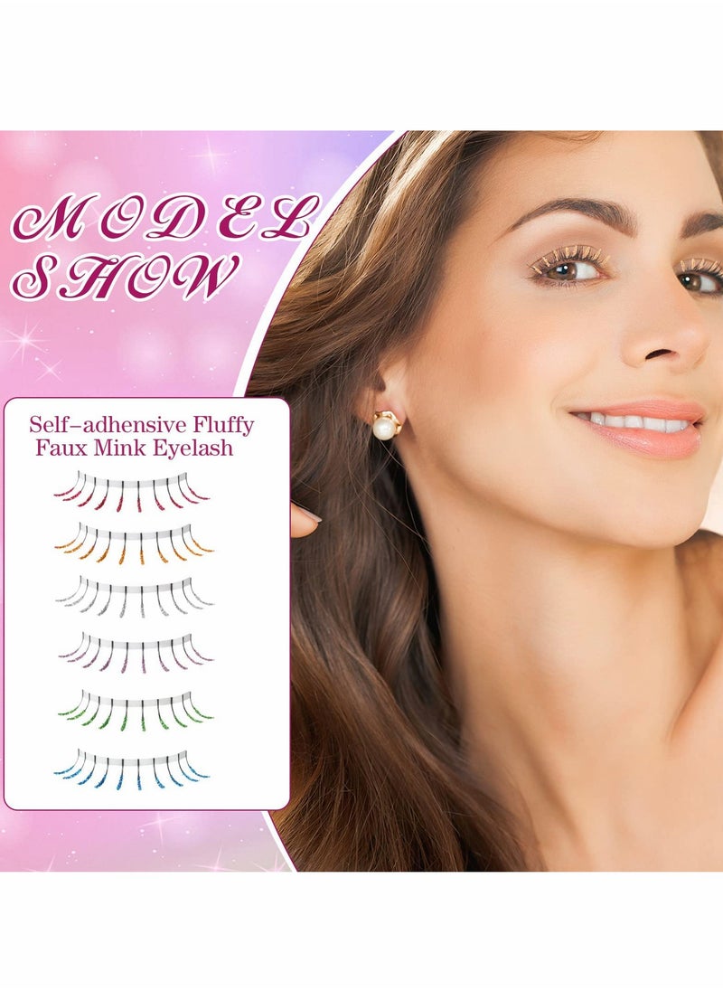 Excefore - Colored Glitter Lashes, C Curl Colored Lash Extensions, 12mm Individual Eyelash Extension Volume - Image 1