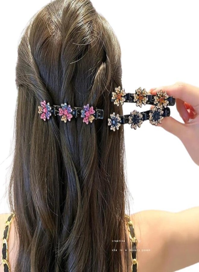 KARDIFF 4Pcs Sparkling Braided Hair Clips Girls Crystal Stone Hair Braid Accessories Fashion Hairpins Hair Styling Sectioning Clips For Thick Hair, Multi Random design - Image 5