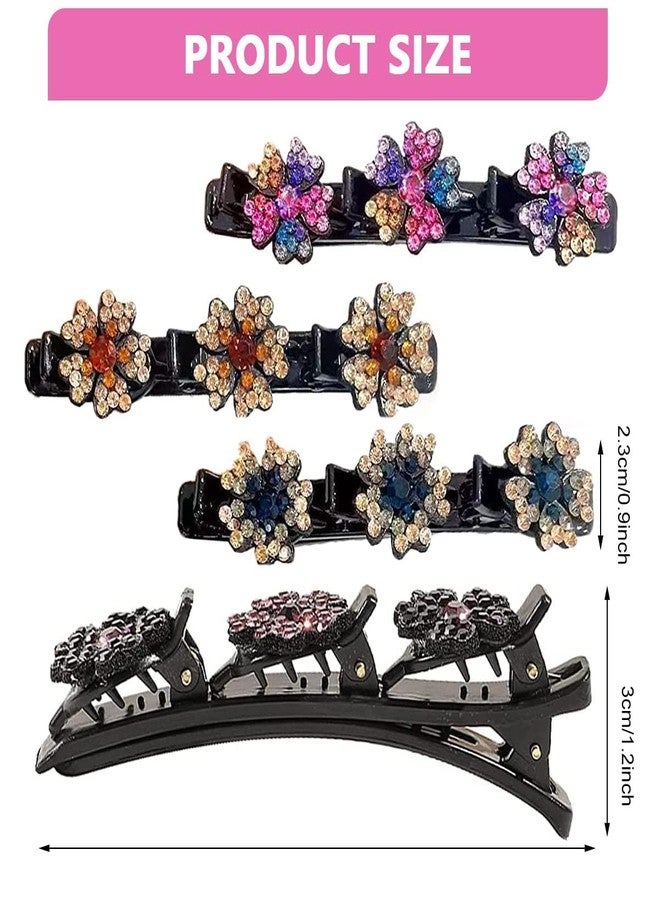 KARDIFF 4Pcs Sparkling Braided Hair Clips Girls Crystal Stone Hair Braid Accessories Fashion Hairpins Hair Styling Sectioning Clips For Thick Hair, Multi Random design - Image 3