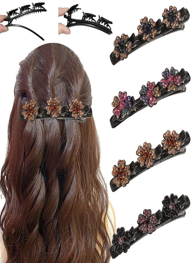 KARDIFF 4Pcs Sparkling Braided Hair Clips Girls Crystal Stone Hair Braid Accessories Fashion Hairpins Hair Styling Sectioning Clips For Thick Hair, Multi Random design - Image 2