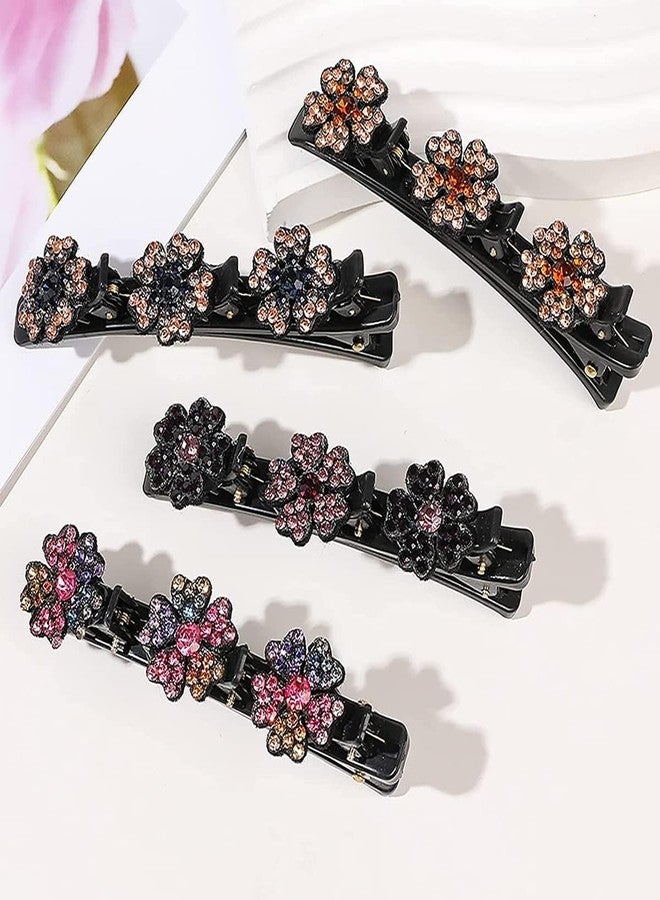 KARDIFF 4Pcs Sparkling Braided Hair Clips Girls Crystal Stone Hair Braid Accessories Fashion Hairpins Hair Styling Sectioning Clips For Thick Hair, Multi Random design - Image 1