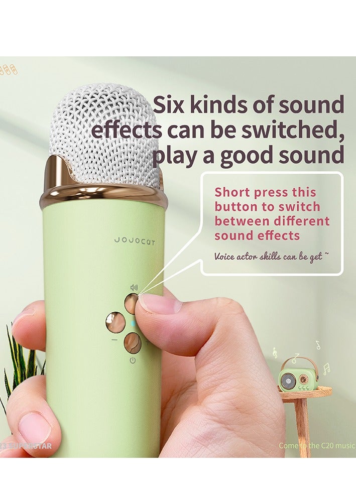GULFLINK C20 PLUS Mini Wireless BT Audio Home Singing Karaoke Integrated Microphone Speaker Stereo Home KTV Set Handsfree Call Green  - Image 3