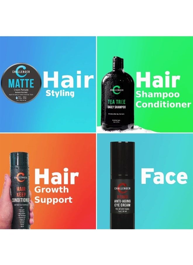 Challenger - Men's Clean Cream Pomade, Combo | Fragrance Free, Non-Comedogenic Hair Styling Product | Medium Firm Hold & Natural Finish | Shine Free, Unscented, Water Based & Travel Friendly - Image 1