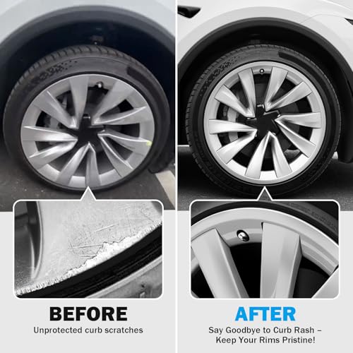 Abystar Wheel Rim Protector for Tesla Model Y Juniper 20” Helix Wheels, 4PCS ABS Anti-Curb Scratch Guard, Silver Rim Edge Trim, No-Drill Snap-On Installation, for Model Y 2026 Accessories - Image 4