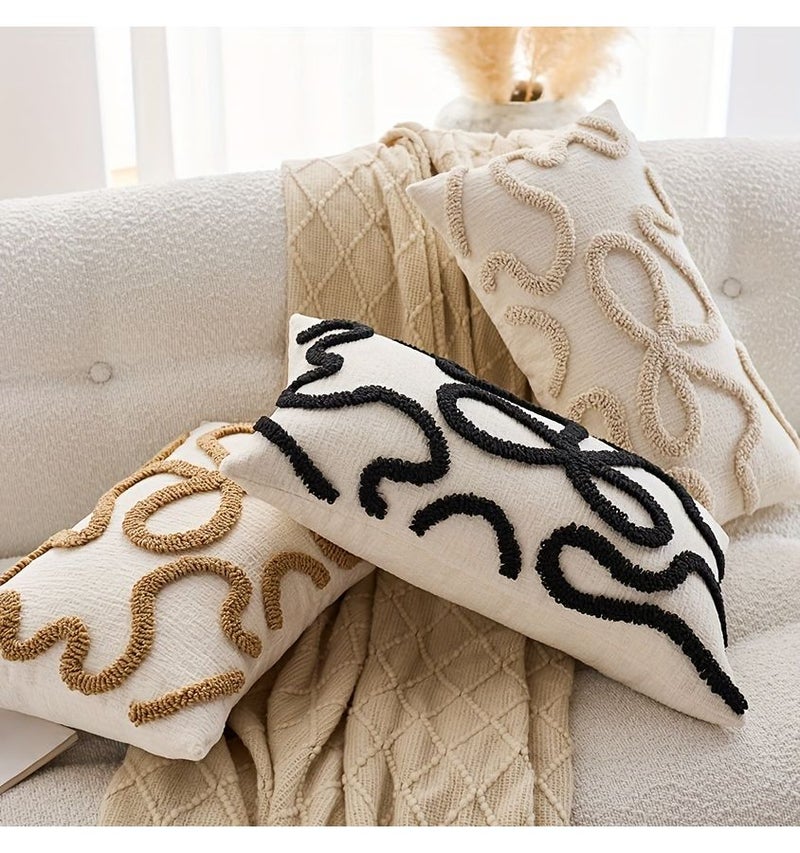 Set Of Two Dark Coffee Plush Bow Decorative Pillow Covers 30x50cm - Image 2