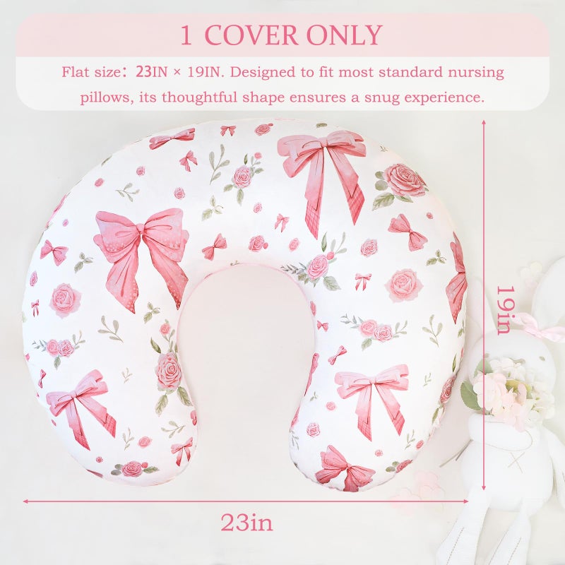 Jundetye Nursing Pillow Cover, Ultra Soft Breastfeeding Pillow Covers for Newborn Baby Boys and Girls, Easy Removal and Machine Washable Slipcover, 1 Pillowcase Only (Pink Rose) - Image 5