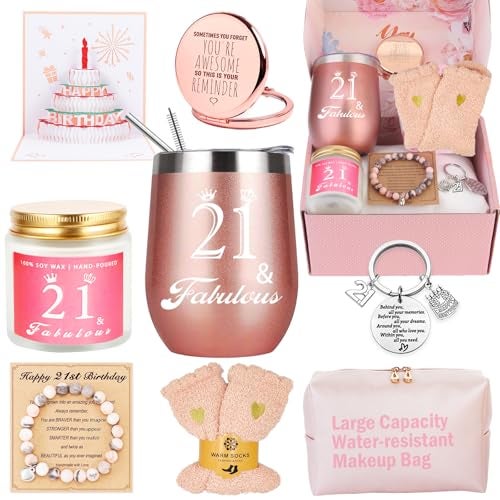 Awfrky 21st Birthday Gifts For Her - Happy 21 Year Old Gift Box for Women, Best Friends, Female Daughter, Sister, Girlfriend, Coworker, Bestie - Unique Basket - Image 1