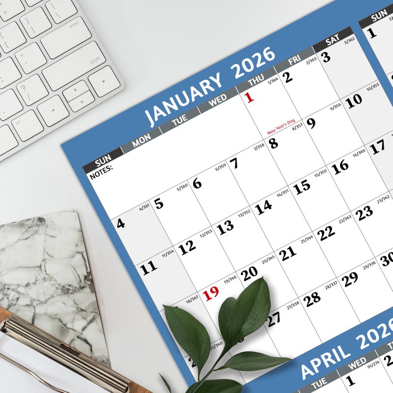 BowCuk Yearly Wall Calendar 2026 - Large Yearly Calendar 2026 Vetical, Jan 2026 - Dec 2026, 33.7" x 45.1" (Open), 2026 Calendar, Large Wall Calendar 2026, Full Year Paper Calendar with Notes, Thicker Paper - Image 2
