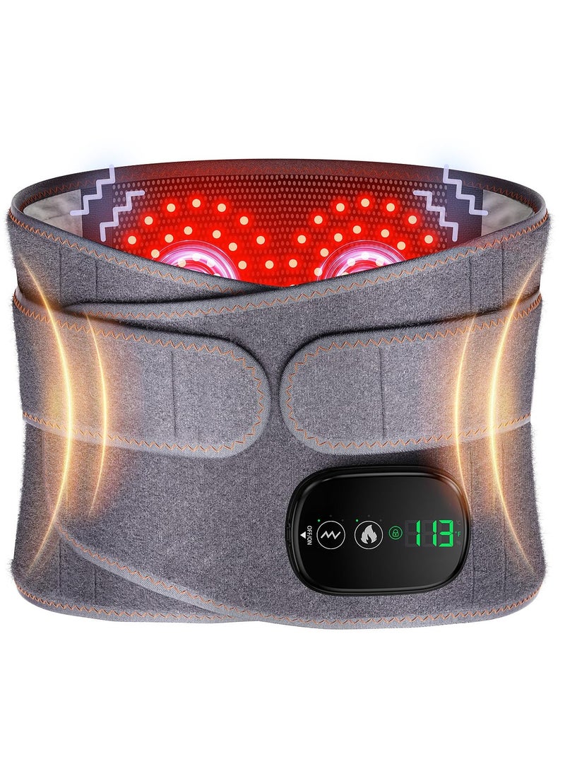 Joshberg Heating Pad for Back, Lumbar Massager, Heated Waist Belt Wrap, Cordless Heating Pad Back Brace with Heat and Massage, 3 Fast Heating Massaging Modes, Cordless Portable, Touchscreen Control - Image 1
