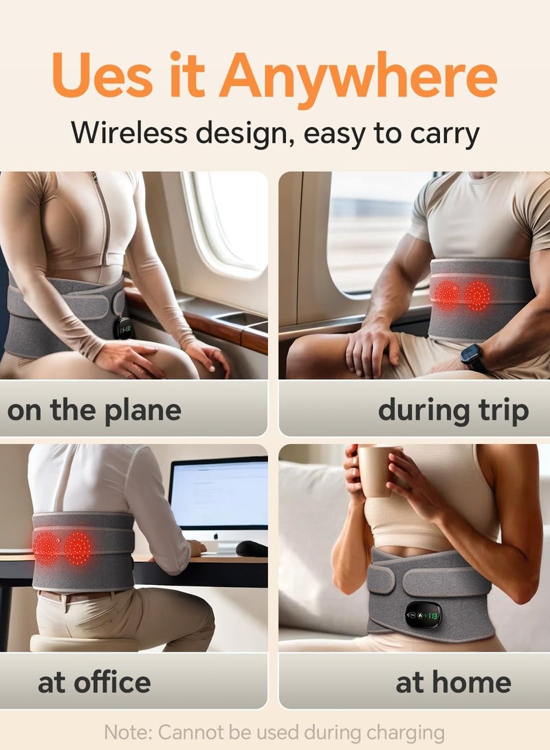 Joshberg Heating Pad for Back, Lumbar Massager, Heated Waist Belt Wrap, Cordless Heating Pad Back Brace with Heat and Massage, 3 Fast Heating Massaging Modes, Cordless Portable, Touchscreen Control - Image 4