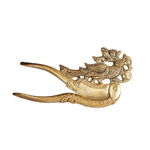 ARTVARKO Brass Peacock Yali Ethnic Designs Nut Supari Betel Cutter/Sudi/Sarota Cracker Akhrot/Walnut Sudi & Adkitta 5.5 Inch - Image 2