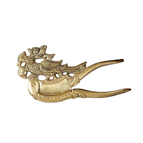ARTVARKO Brass Peacock Yali Ethnic Designs Nut Supari Betel Cutter/Sudi/Sarota Cracker Akhrot/Walnut Sudi & Adkitta 5.5 Inch - Image 1