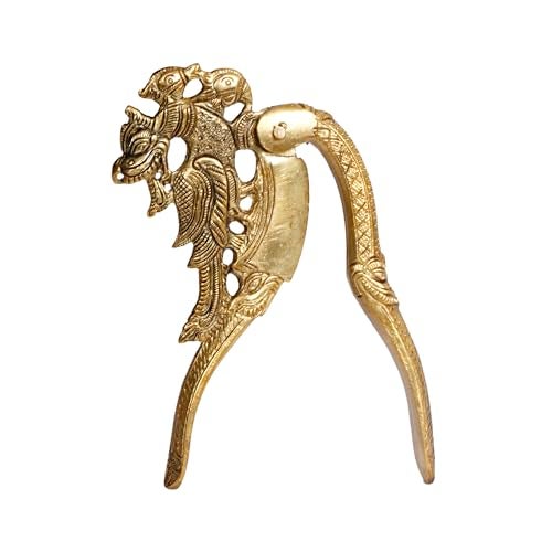 ARTVARKO Brass Peacock Yali Ethnic Designs Nut Supari Betel Cutter/Sudi/Sarota Cracker Akhrot/Walnut Sudi & Adkitta 5.5 Inch - Image 3