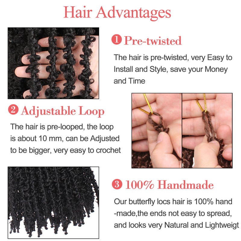 Leeven 30 Inch Long Butterfly Locs Crochet Hair 6 Packs Distressed Locs Crcoeht Braids Hair Natural Black Pre looped Synthetic Messy Goddess Butterfly Soft Locs Crochet Hair Extensions 1B# - Image 3