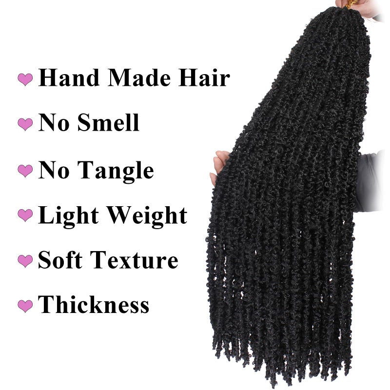 Leeven 30 Inch Long Butterfly Locs Crochet Hair 6 Packs Distressed Locs Crcoeht Braids Hair Natural Black Pre looped Synthetic Messy Goddess Butterfly Soft Locs Crochet Hair Extensions 1B# - Image 4