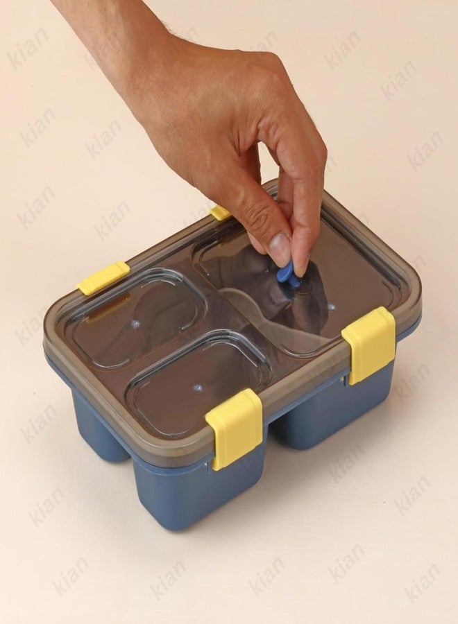 Kian Tokyo Lunch Box - 3 Compartment Plastic Tiffin for Adults and Big Kids, Perfect Size for On-The-Go Meal, BPA-Free and Food-Safe Materials (Multi Color) (Pack of 1) - Image 4