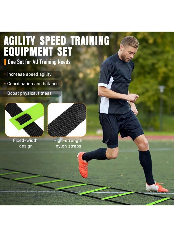 MUROZA Agility Ladder Speed Training Equipment Set-20ft Agility Ladder,12 Soccer Cones,4 Hurdles, Jump Rope, Running Parachute, Basketball Football Soccer Training Equipment for Kids, Youth, Adults(green) - Image 3