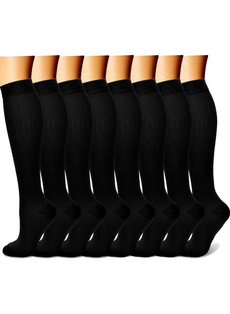 AUTOYSUR Compression Socks for Women & Men Circulation (8 Pairs) 15-20 mmHg is Best Support for Athletic Running,Hiking Black - Image 1