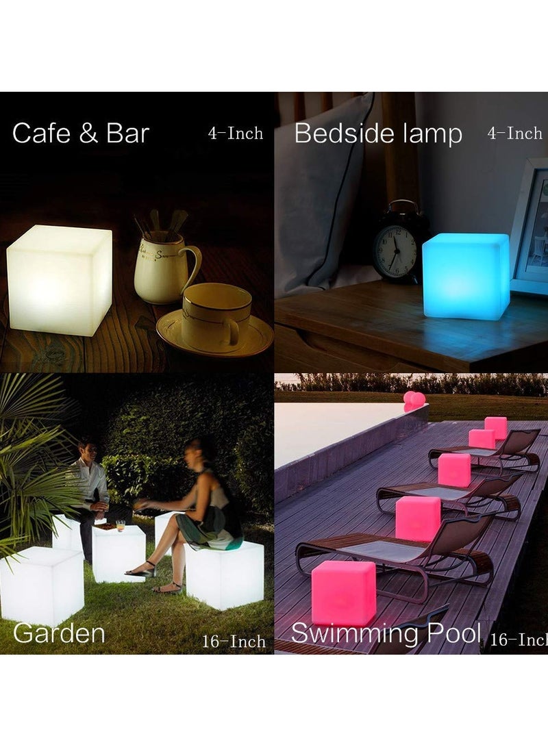 SYOSI LED Cube Night Light, 4-Inch, 16 Colors & Remote Control, Battery Mood Lamp, Ambient Lighting, Girls Night Light for Kids, Polyethylene, Decorative, Fun & Safe, Finish Cube, Milky White  - Image 5