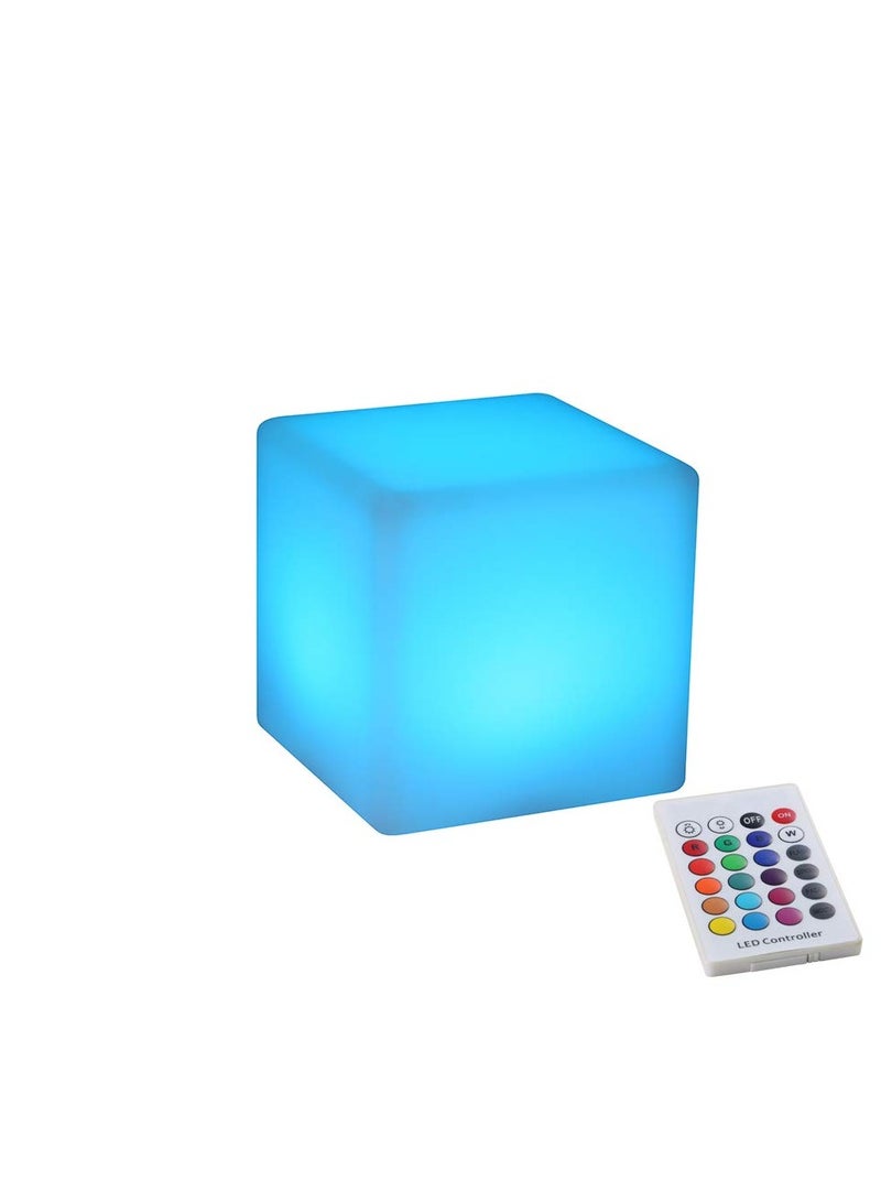 SYOSI LED Cube Night Light, 4-Inch, 16 Colors & Remote Control, Battery Mood Lamp, Ambient Lighting, Girls Night Light for Kids, Polyethylene, Decorative, Fun & Safe, Finish Cube, Milky White  - Image 1