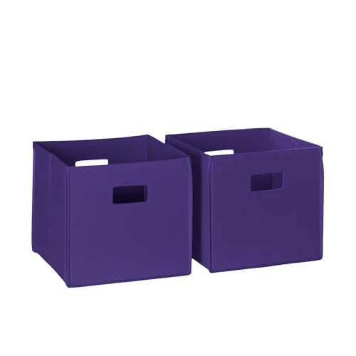 RiverRidge Folding Storage Bins with Handles Dark Purple Cube Storage Organizer for Closet, Bedroom & Playroom - Closet Organizers and Storage Set of 2 - Image 1