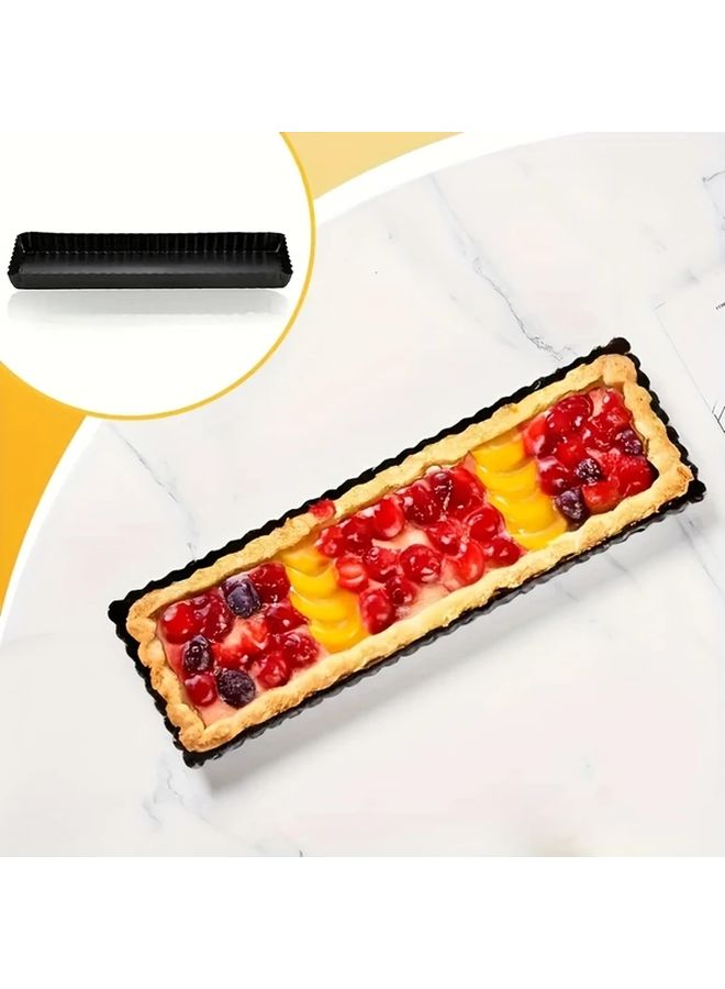 Black 14 Inch Non Stick Rectangular Pie Pan Loose Bottom Cake Mold Baking Tool - Image 4