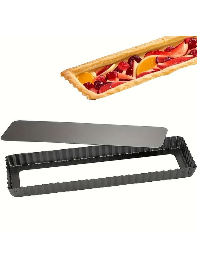 Black 14 Inch Non Stick Rectangular Pie Pan Loose Bottom Cake Mold Baking Tool - Image 5