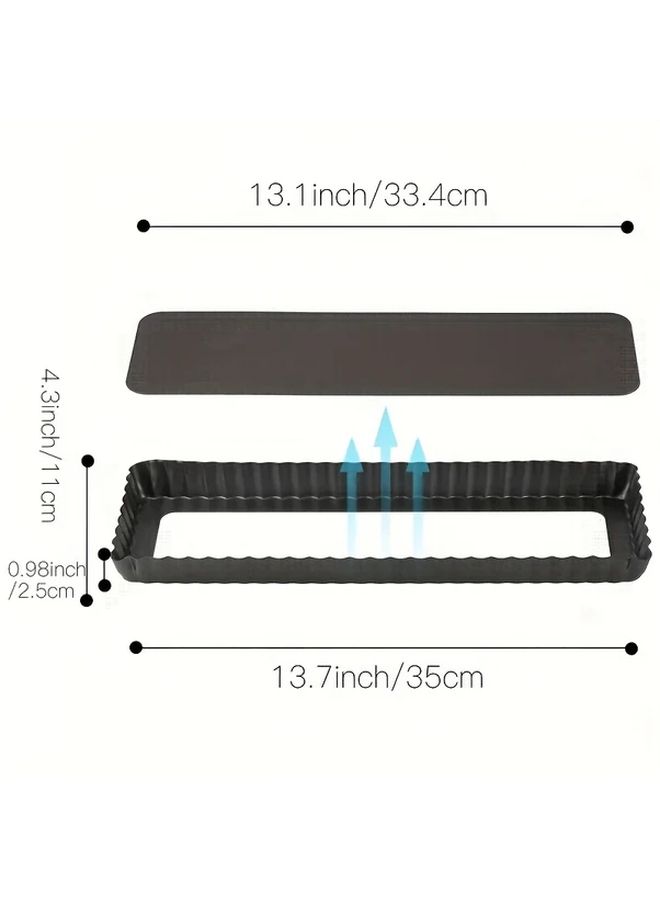 Black 14 Inch Non Stick Rectangular Pie Pan Loose Bottom Cake Mold Baking Tool - Image 2