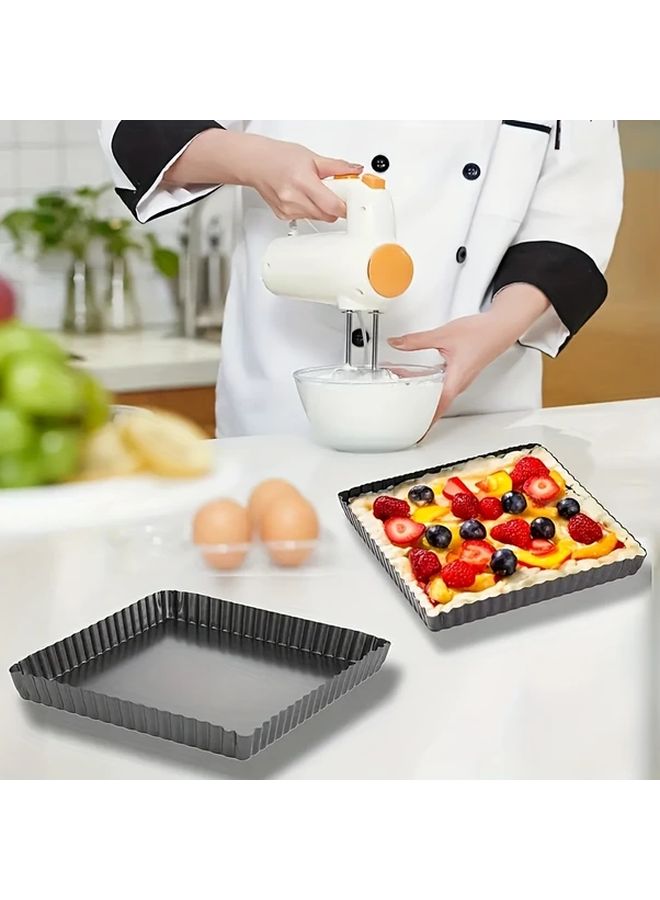 Black 14 Inch Non Stick Rectangular Pie Pan Loose Bottom Cake Mold Baking Tool - Image 3
