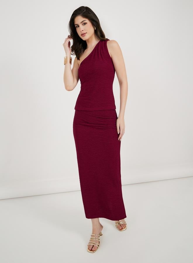 Styli Textured Knit One Shoulder Top  - Image 2