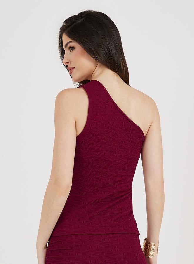 Styli Textured Knit One Shoulder Top  - Image 5