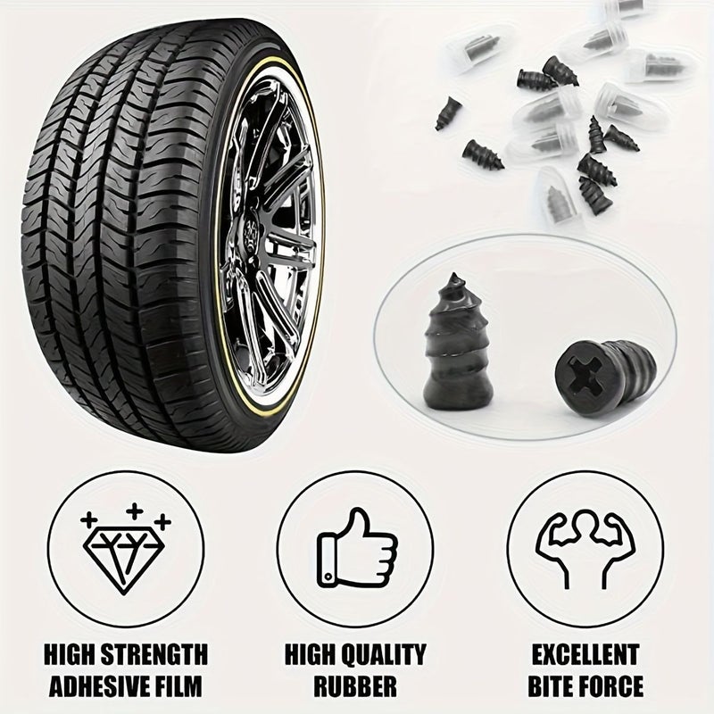 Quick Tire Repair Kit Rubber Plugs with Screwdriver for Tire Repair Compatible with Car Motorcycle Truck Electric Vehicle Scooter Bicycle Punctures - Image 4